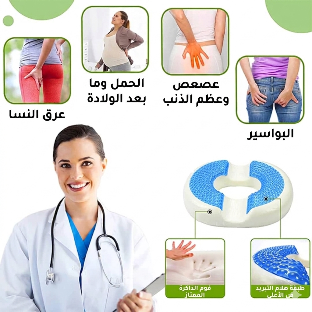 وسادة الجل الطبية المتطورة – راحة فورية من آلام الظهر والبواسير